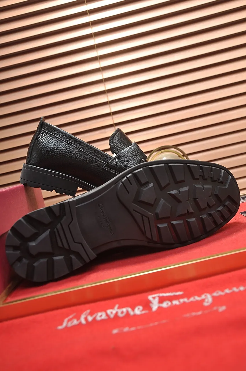 Men's shoes 💰500💶[Ferragamo/Ferragamo] The latest model in the counter. Original imported open-sided high-quality cowhide hand-woven + imported 🐂 cowhide + original luxury metal buckle + original combination outsole. Comparison without pressure 38--44🎉